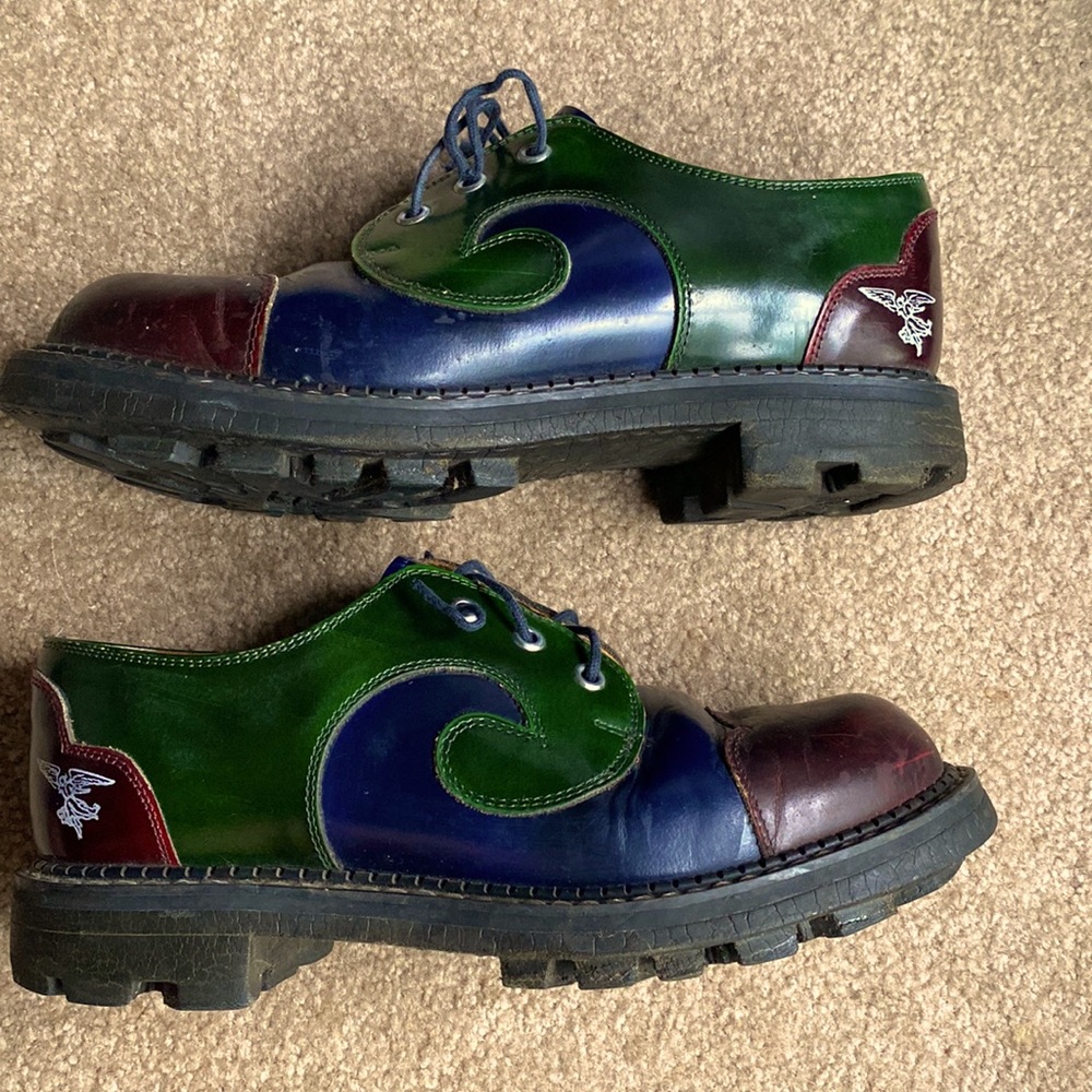 JOHN FLUEVOG 7th Heaven Angel Swirl tricolor Supervogs Derby Shoes UK 7| US 9.5